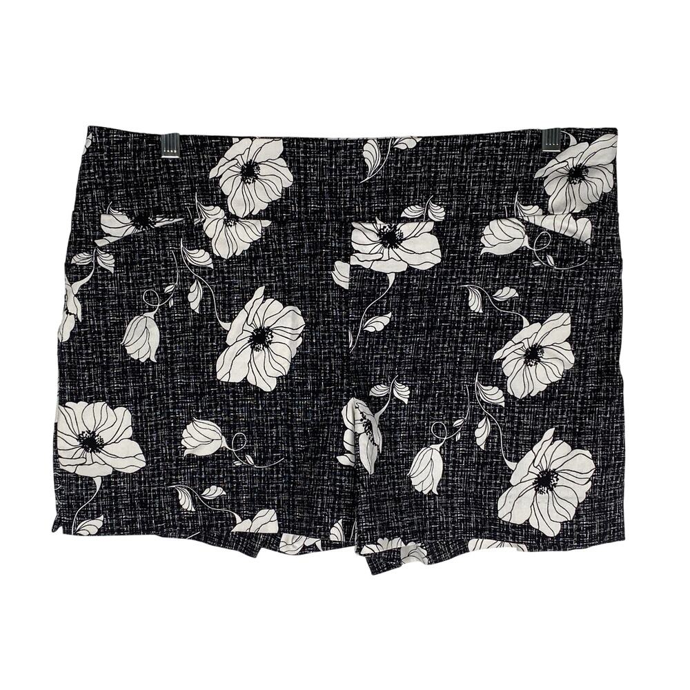 Jules & Leopold Floral Dress Shorts Women XL Black Mixed Print Graphic Mod Chic